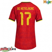 Camiseta Bélgica Charles De Ketelaere #17 Primera Equipación para mujer Mundial 2026 manga corta